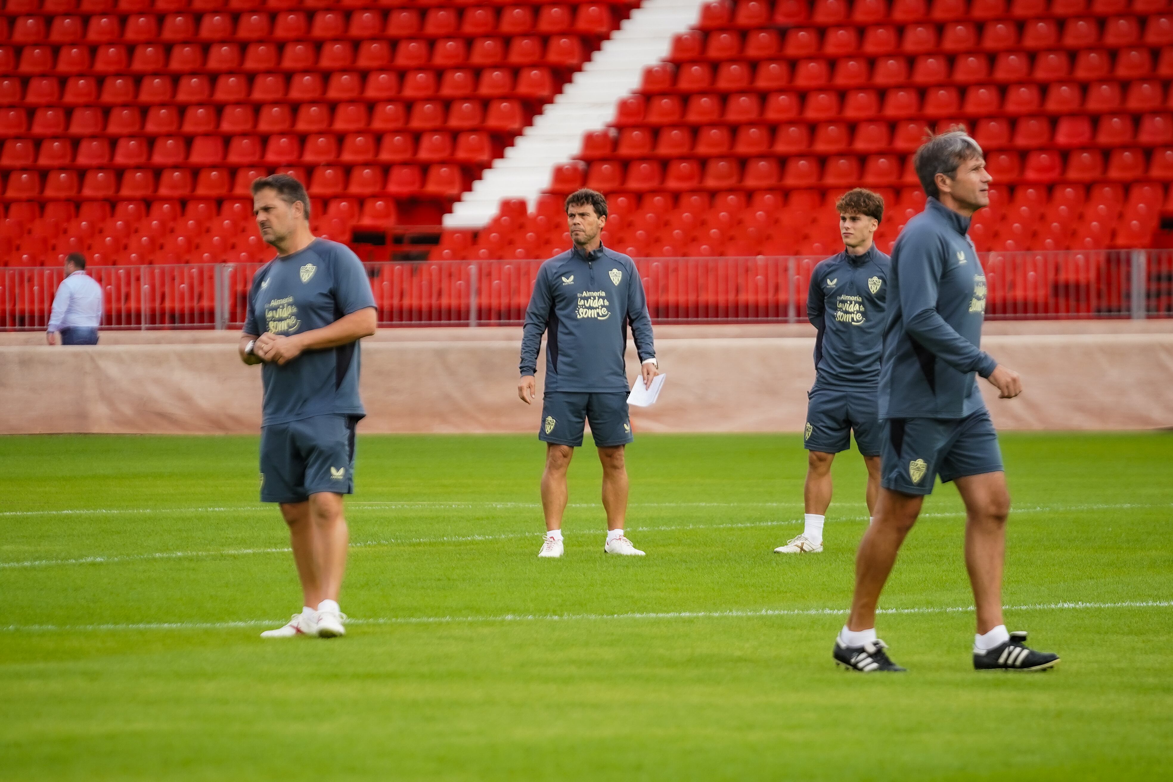 Rubi, en el centro de la imagen, en el Estadio de los Juegos Mediterráneos.