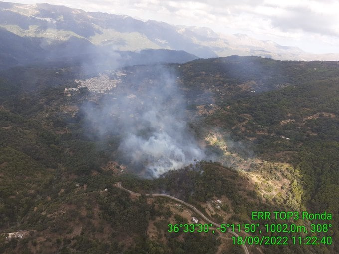 Incendio declarado en la zona de La Rozuela de Jubrique (Málaga). Infoca