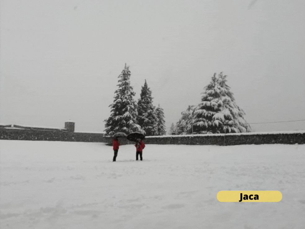 Montaje de la nevada en varios puntos de la provincia