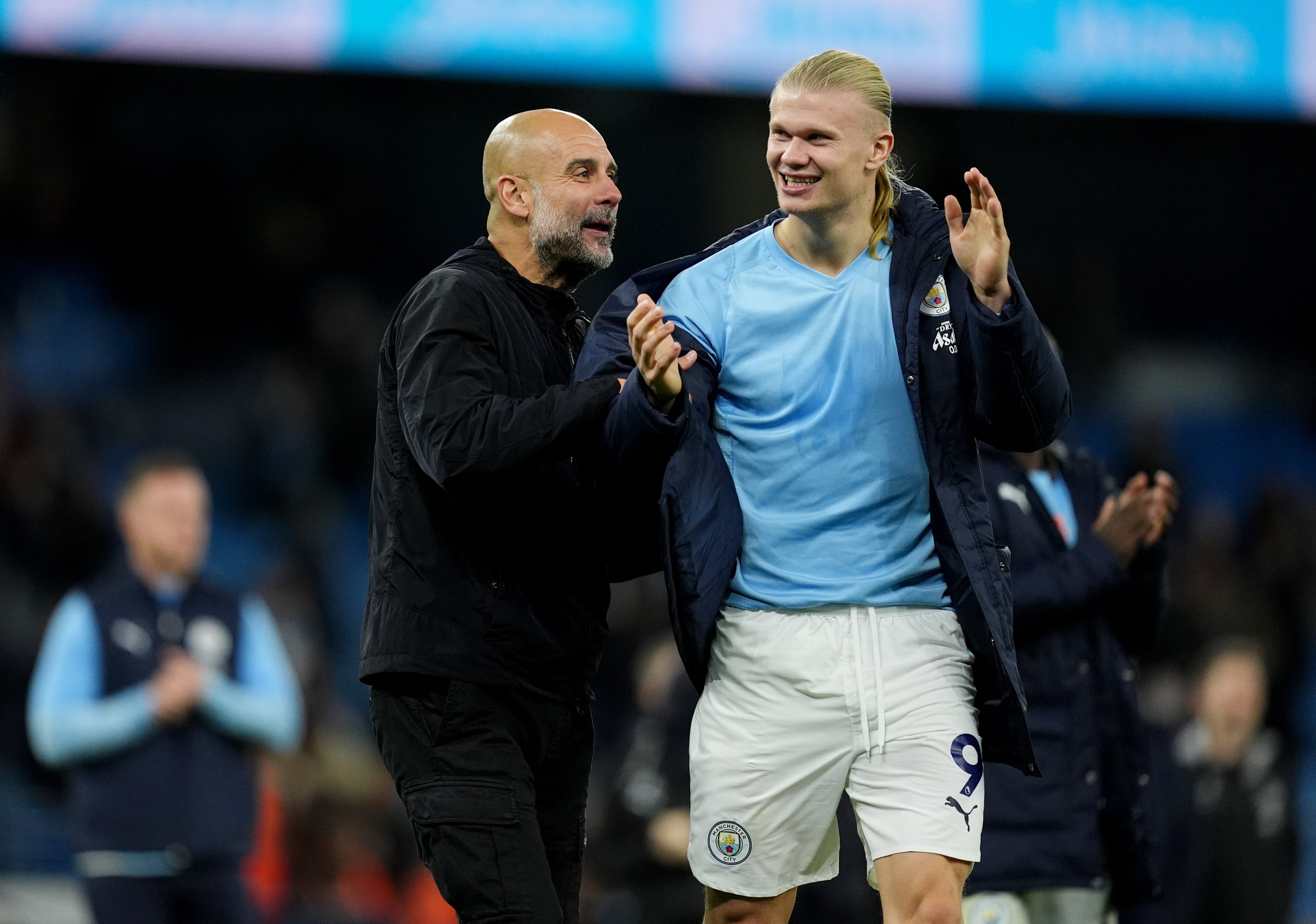 Pep Guardiola y Erling Haaland. (Photo by Martin Rickett/PA Images via Getty Images)