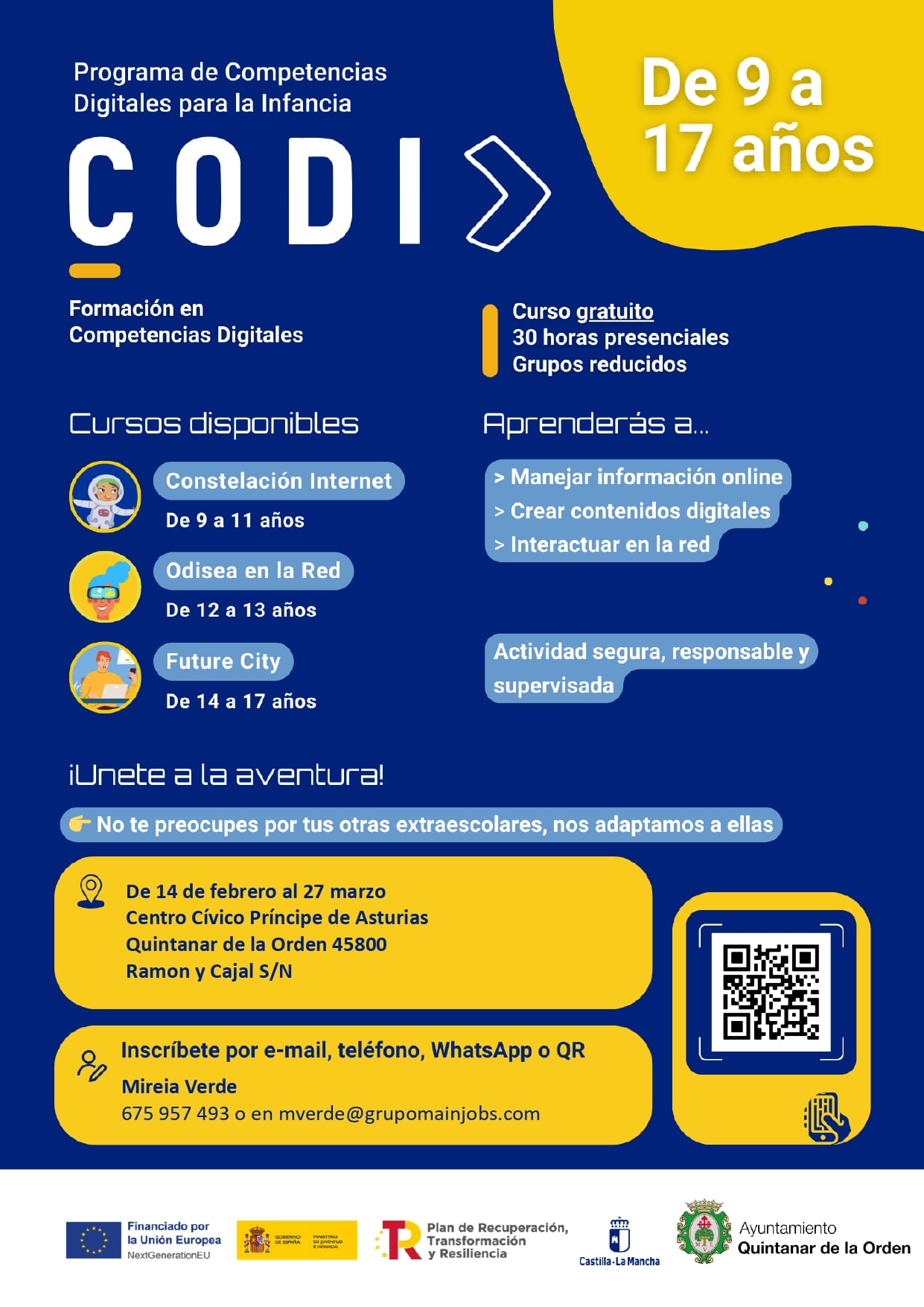 Cartel del curso CODI de Quintanar de la Orden