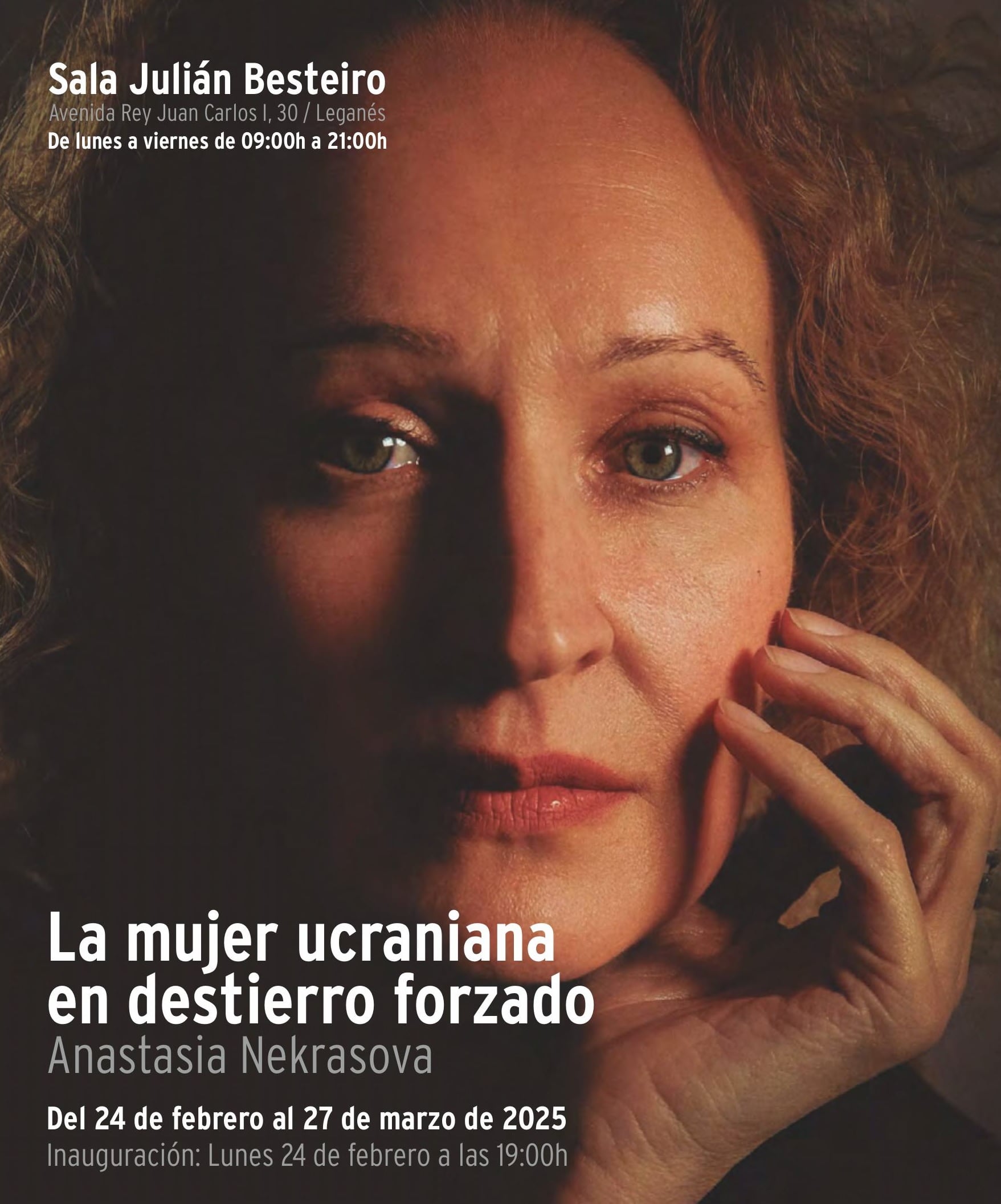 Cartel de la exposición &#039;La mujer ucraniana en destierro forzado&#039; que se puede ver en Leganés.