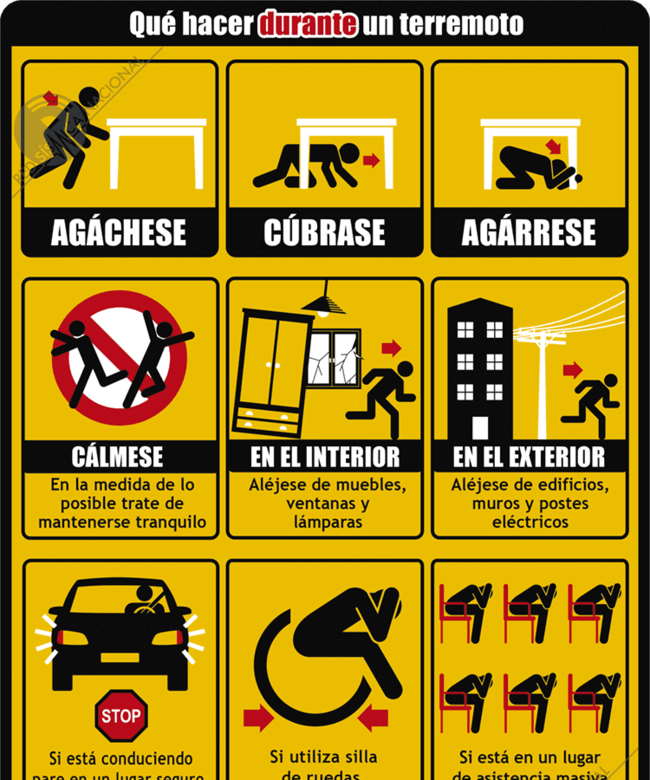 Qué hacer durante un terremoto. Fuente: IGN