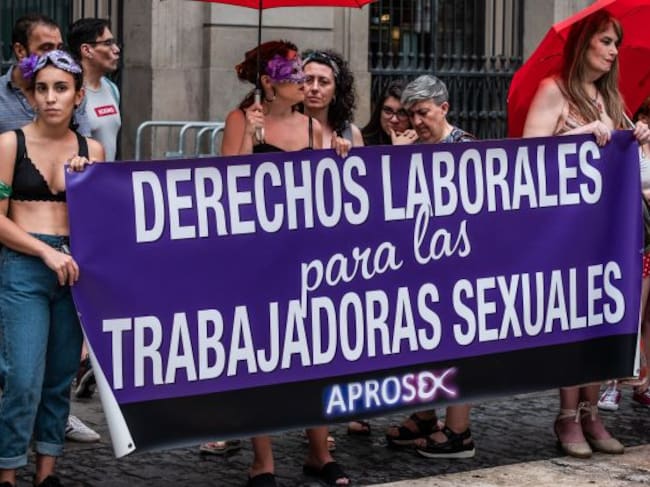 Manifestación de trabajadores sexuales en Barcelona a favor de la regulación.