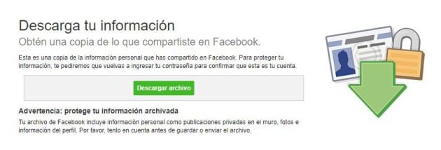 Facebook te permite descargar tu información.