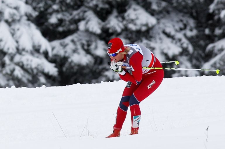 La esquiadora noruega, durante una competición