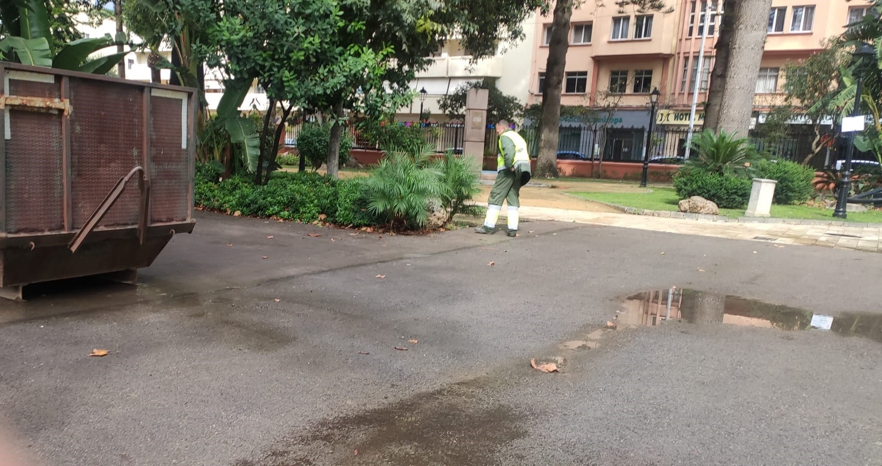 Retirada de ramas en los Jardines Saccone