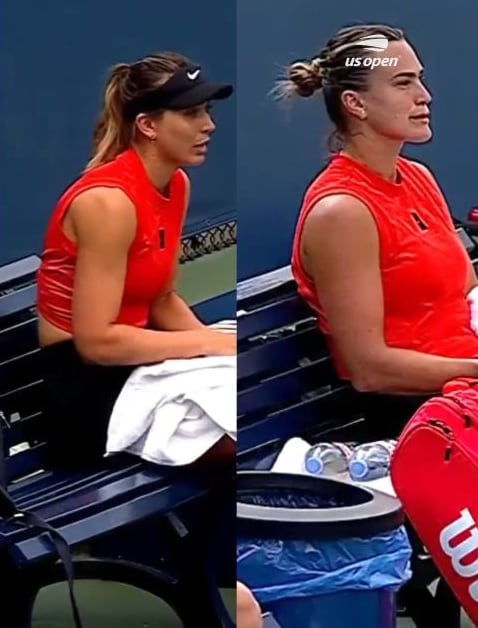 Paula Badosa y Sabalenka vistiendo igual