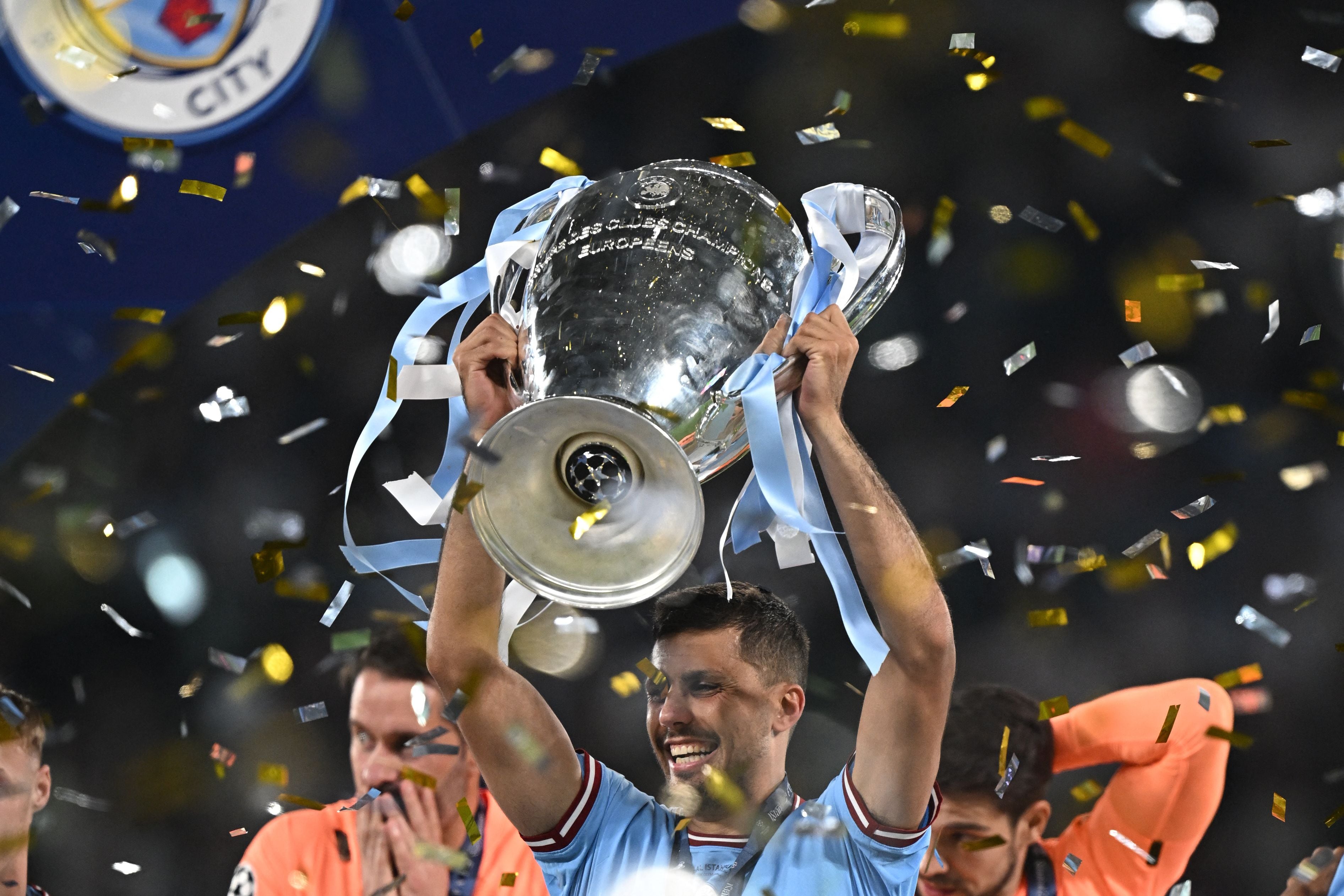 Rodri celebra su triunfo en Champions con el Manchester City. (Photo by Paul ELLIS / AFP) (Photo by PAUL ELLIS/AFP via Getty Images)