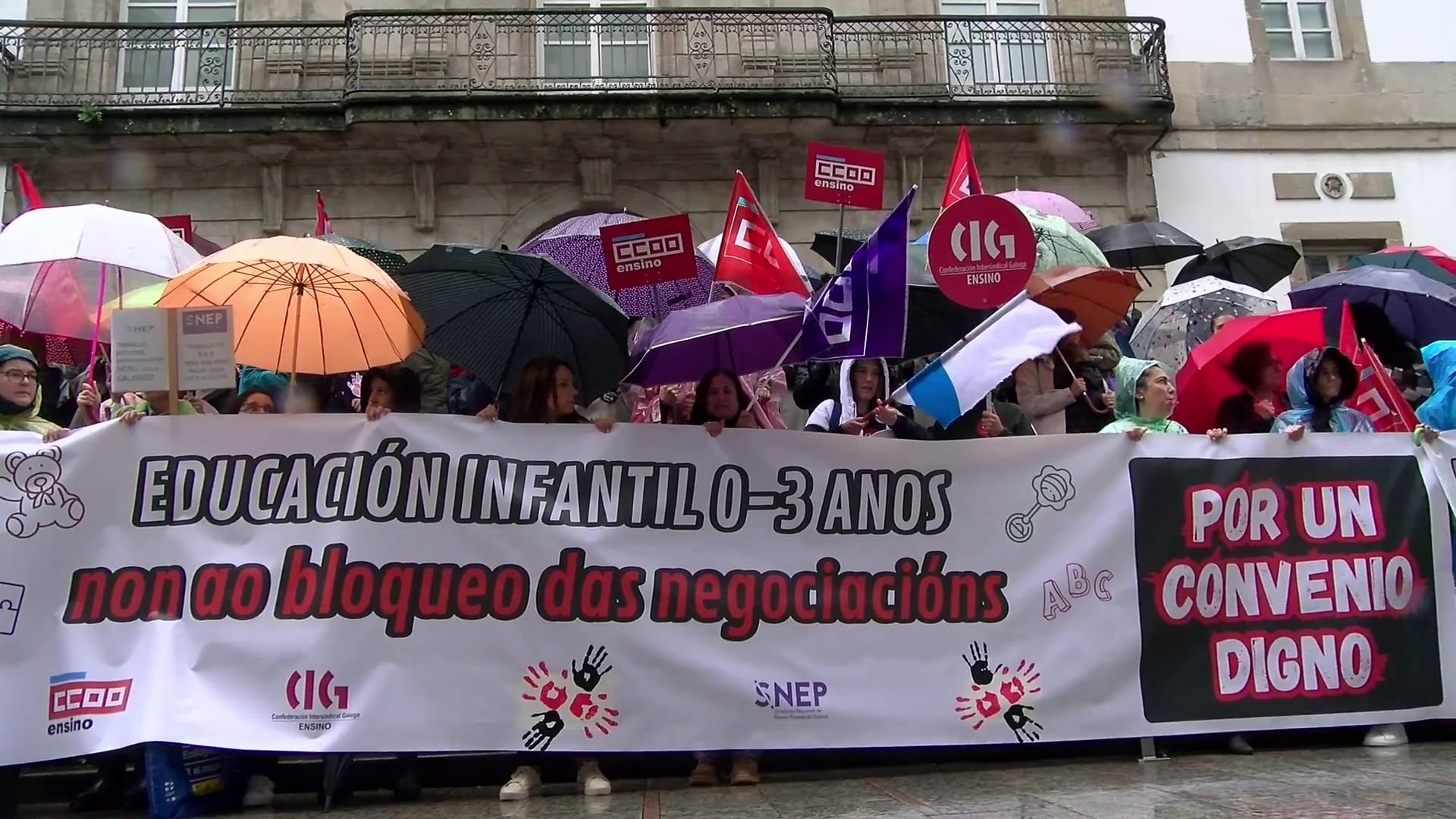 Concentración del personal de las escuelas infantiles el pasado 19 de octubre en Vigo