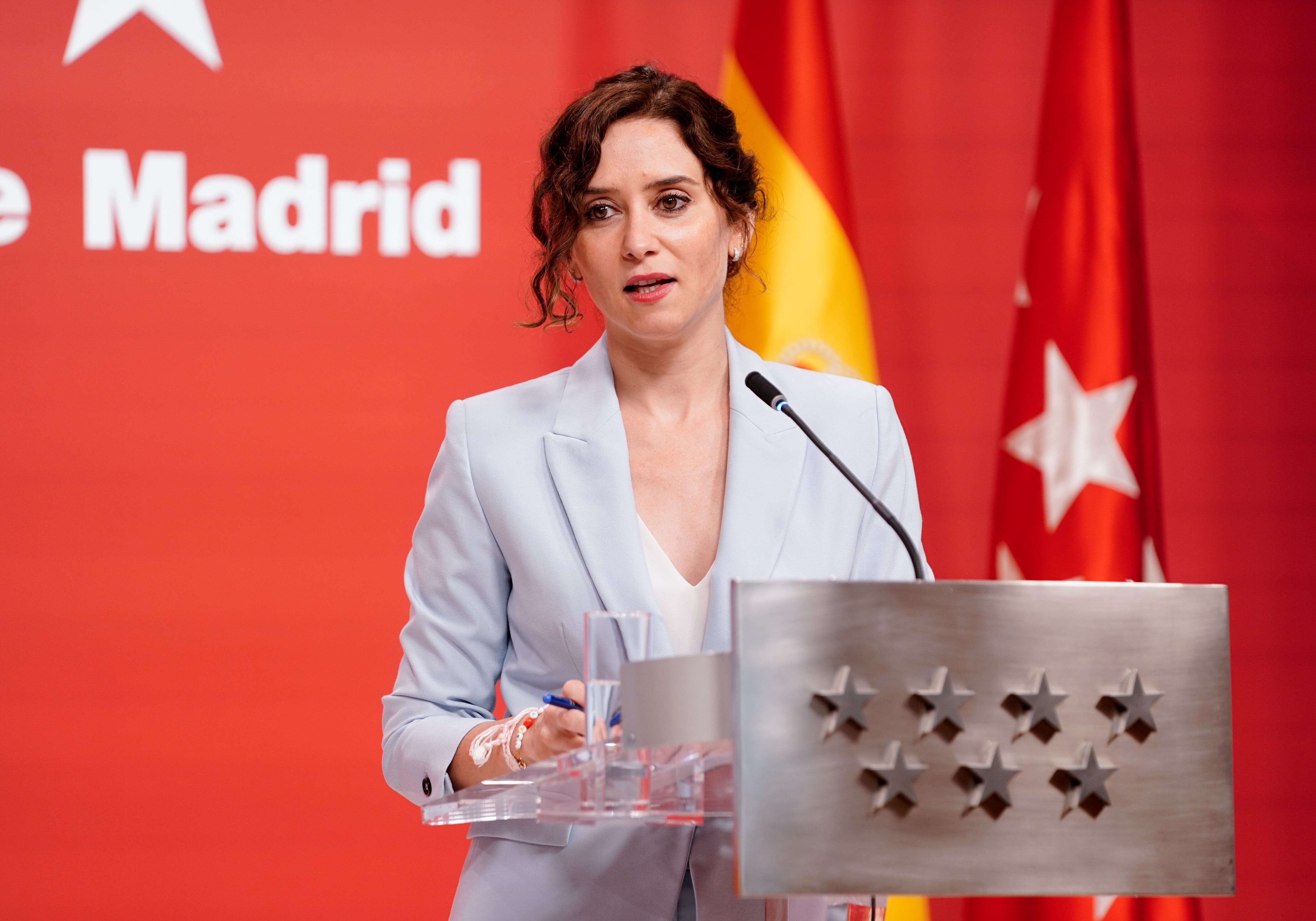 La presidenta de la Comunidad de Madrid, Isabel Díaz Ayuso, en una rueda de prensa