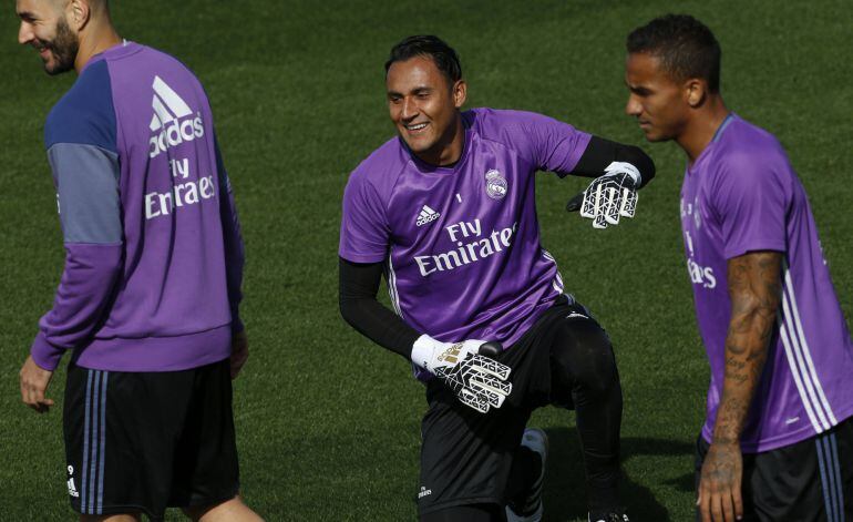 Keylor Navas, en el entrenamiento previo al choque del Real Madrid ante la UD Las Palmas.