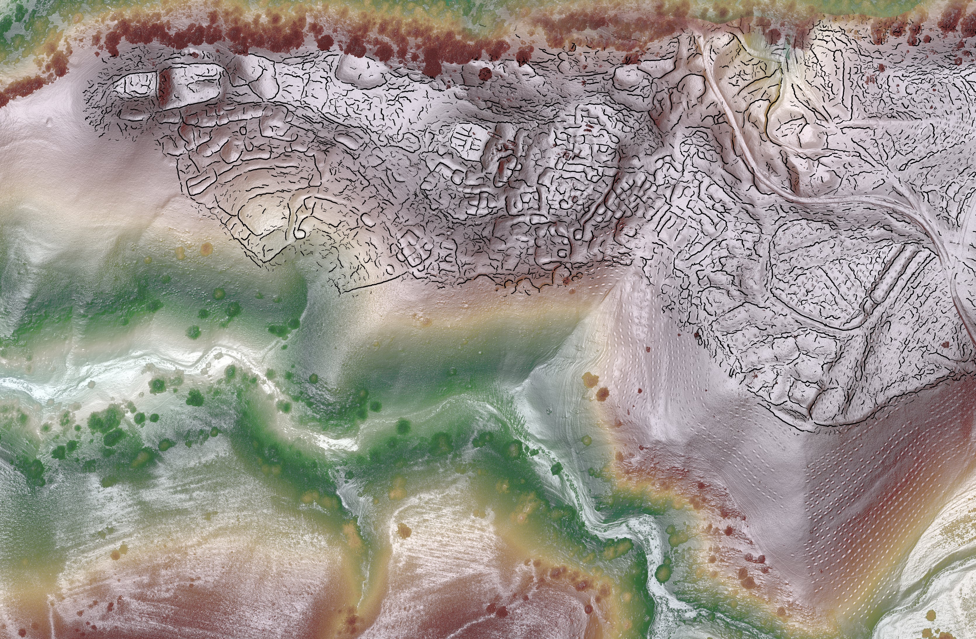 Mapa urbano de la ciudad uzbeka de Tugunbulak, en la cresta de una montaña a 2200 metros de altura. 
Crédito: SAIElab, J. Berner, M. Frachetti