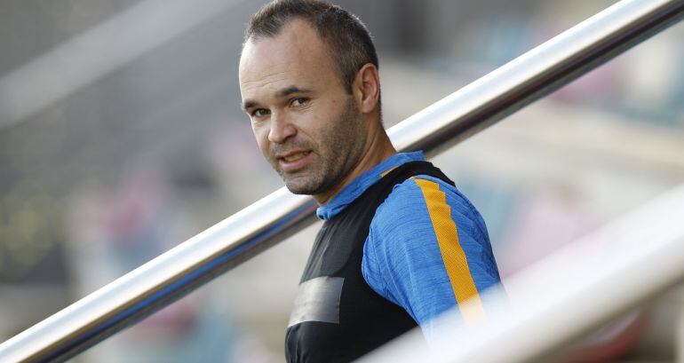 Andrés Iniesta, durante un entrenamiento