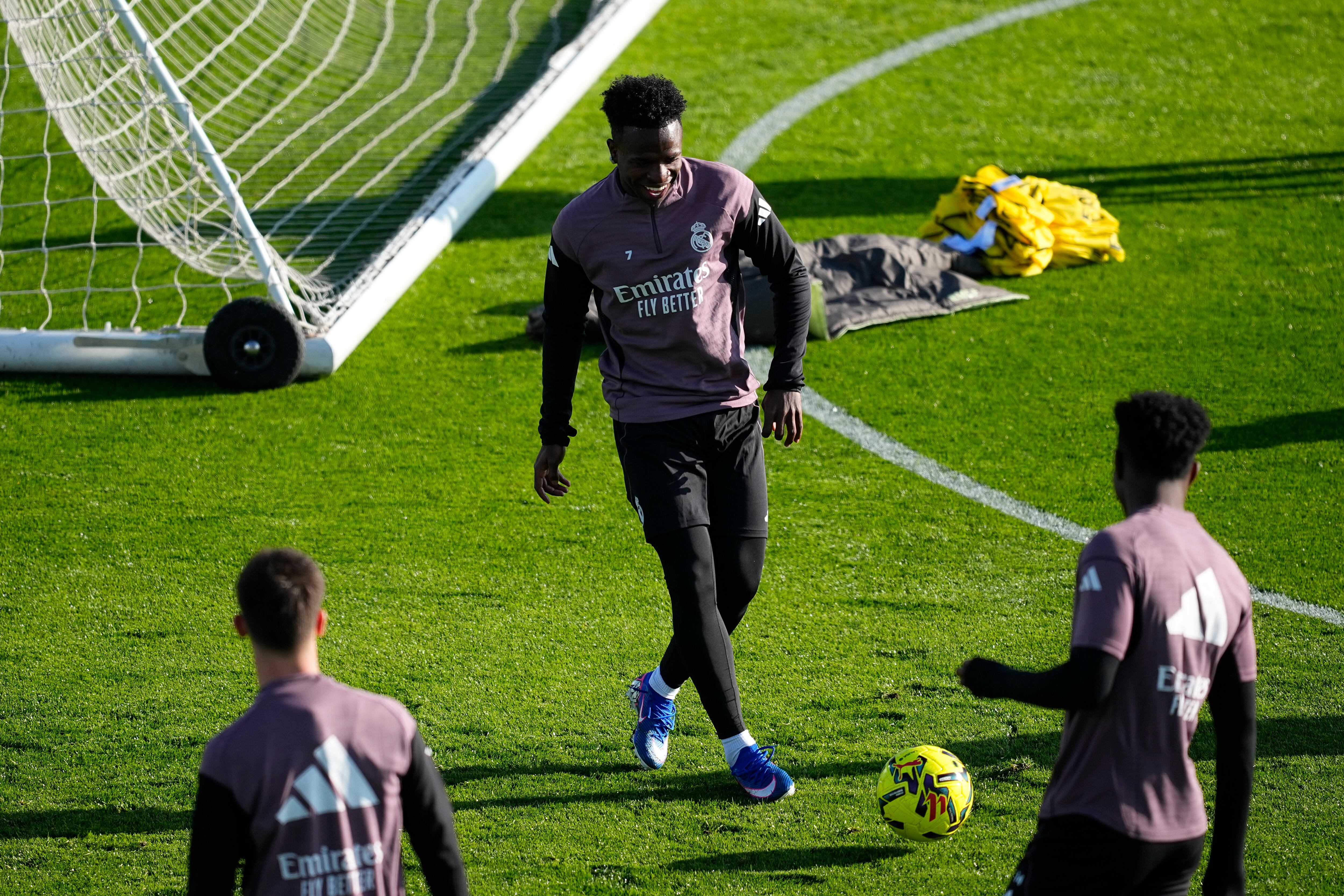 Vinicius, en el entrenamiento del Real Madrid a puertas abiertas
