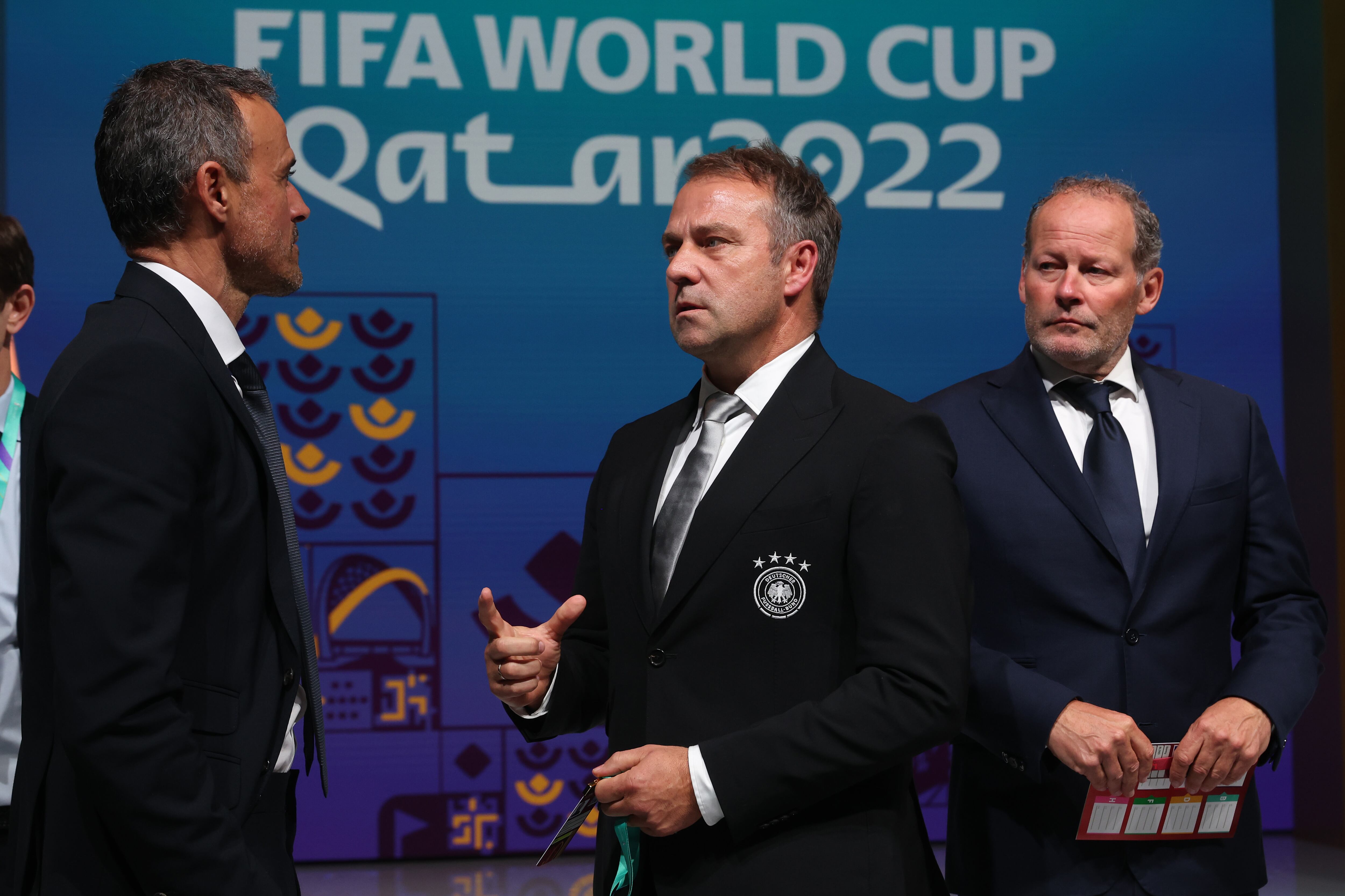 Luis Enrique habla con Hansi Flick