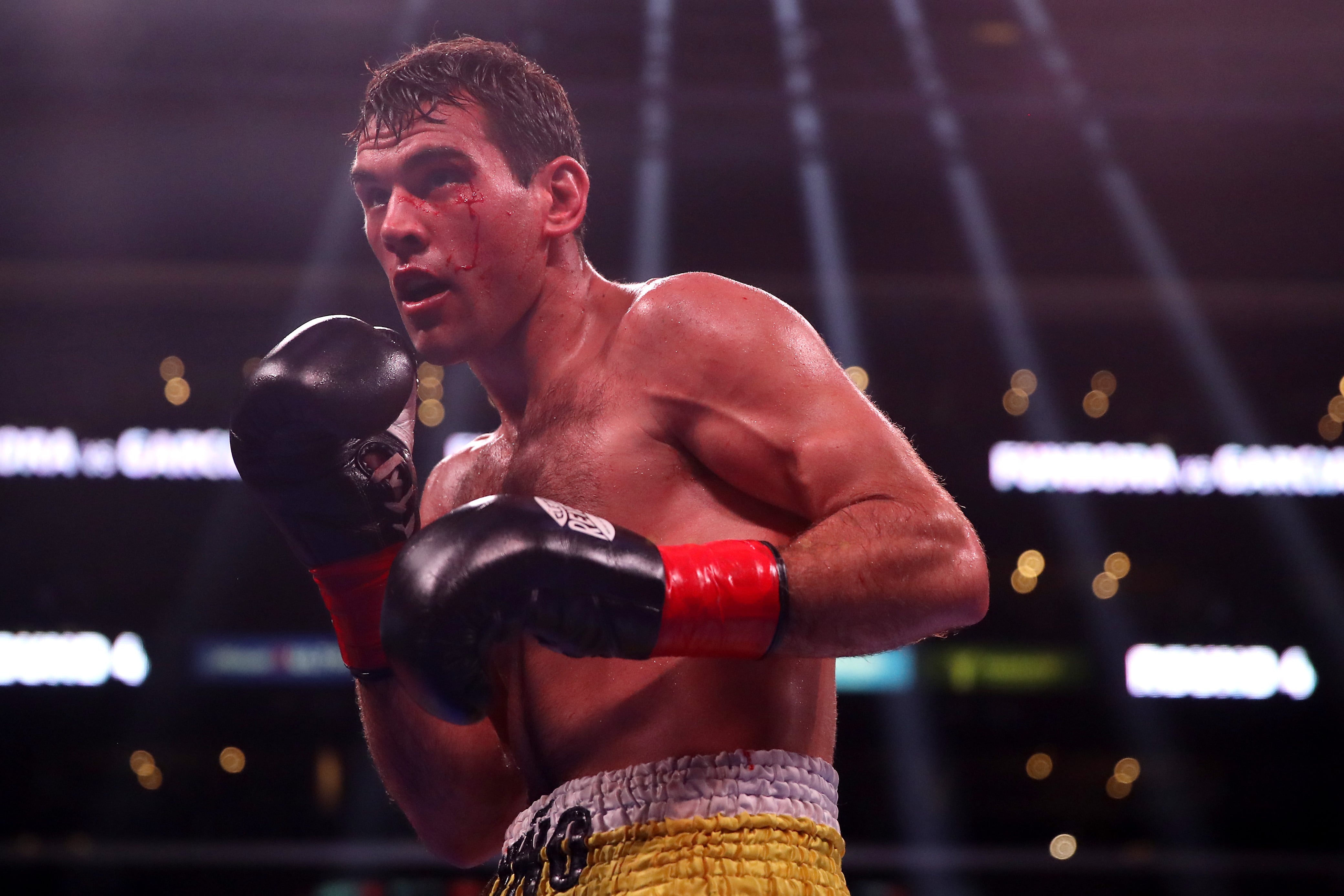 LOS ANGELES, CALIFORNIA - DECEMBER 05: Sergio Garcia looks on during his super welterweight bout against Sebastian Fundora at Staples Center on December 05, 2021 in Los Angeles, California. (Photo by Katelyn Mulcahy/Getty Images)