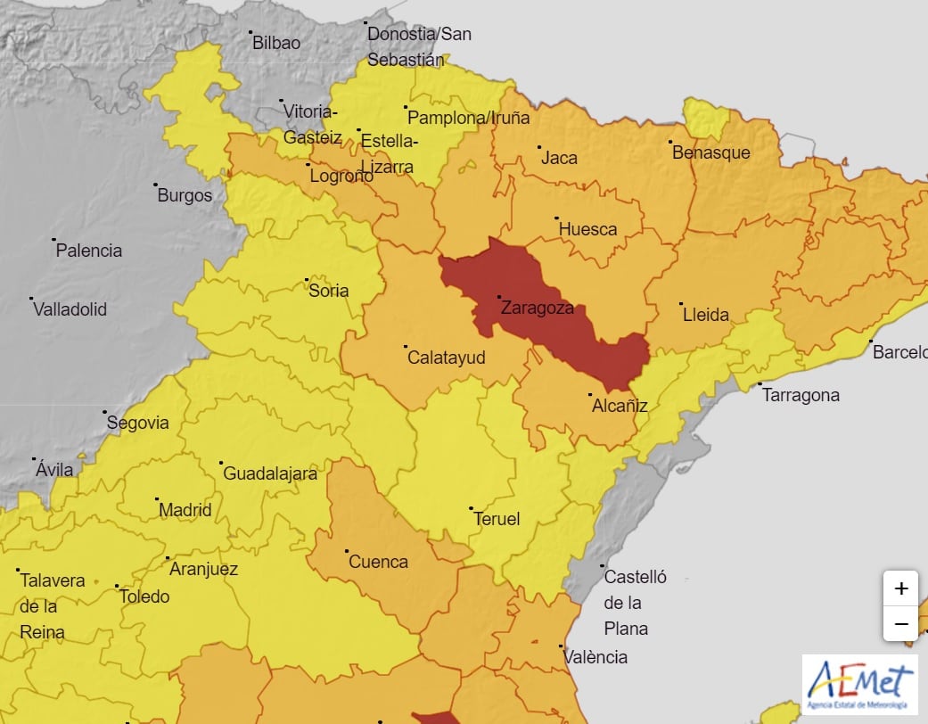 Agencia Estatal de Meteorología (Aemet): alerta roja en la ribera del Ebro por temperaturas que podrán alcanzar los 42 grados