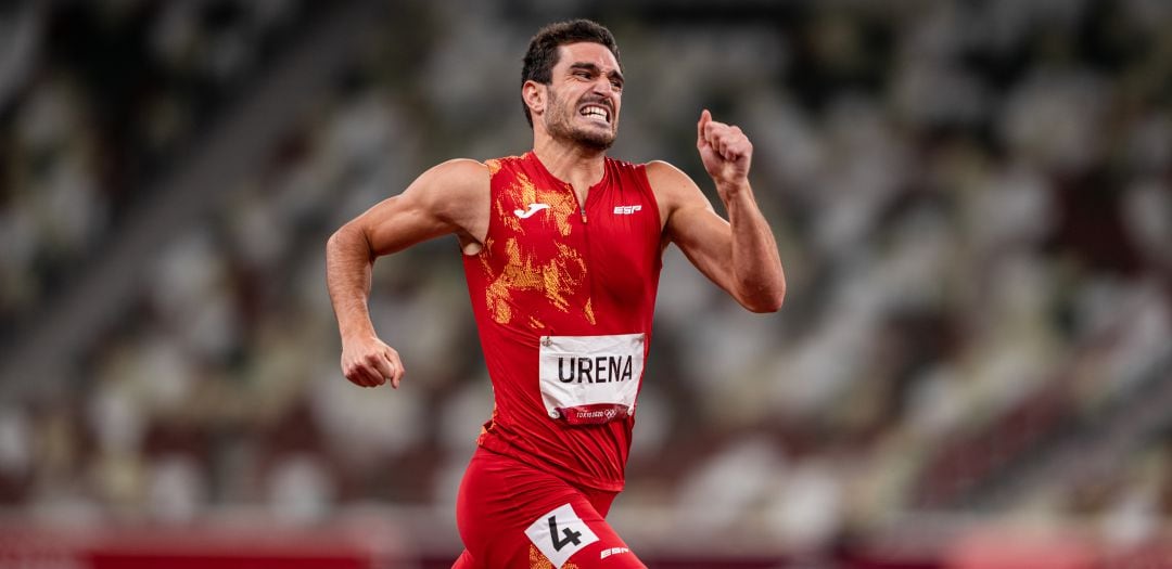 Jorge Ureña, durante una prueba del decatlón masculino de los Juegos Olímpicos de Tokio