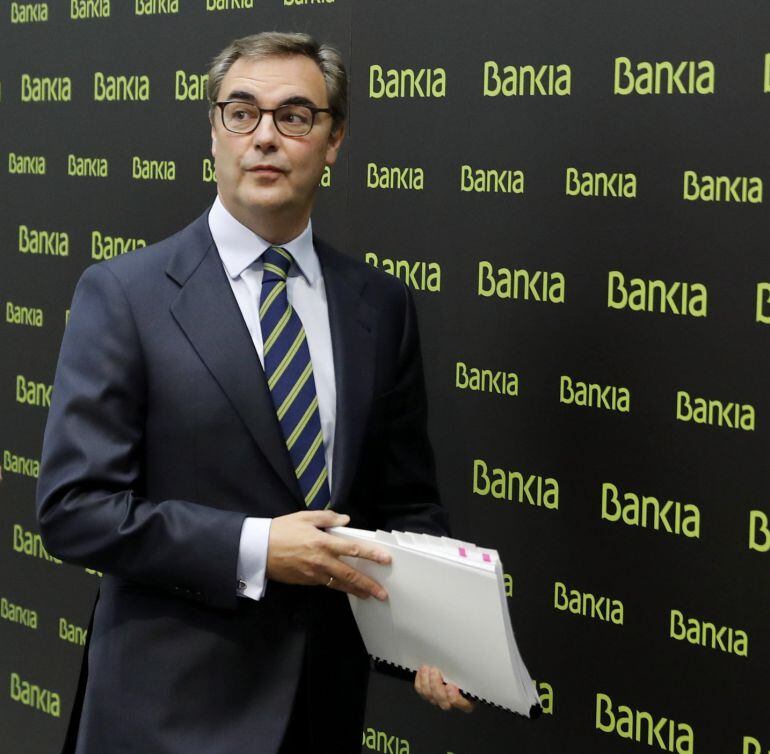 El consejero delegado de Bankia, José Sevilla, durante la rueda de prensa de presentación de resultados de la entidad.