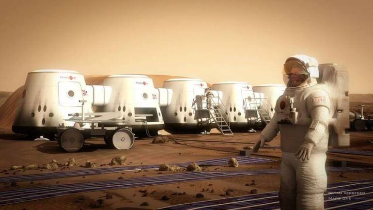 Simulación de la futura base de la misión &quot;Mars One&quot; en Marte