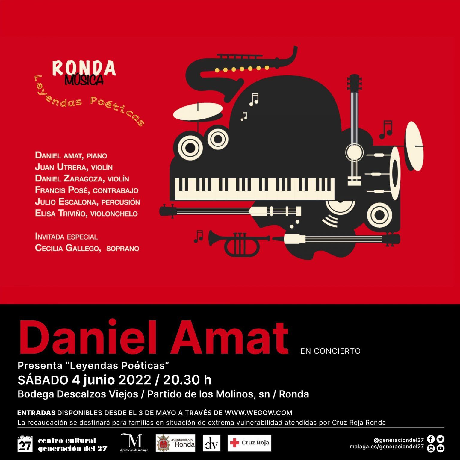 Cartel del concierto de Daniel Amat en Ronda