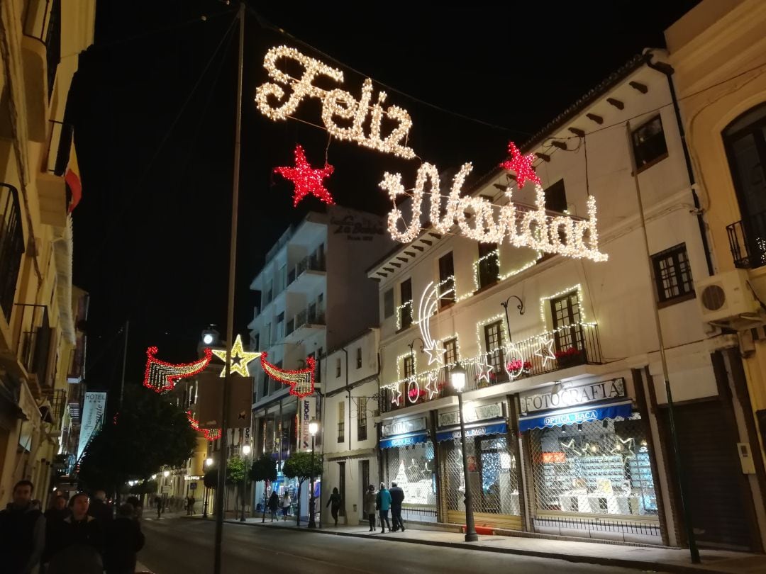 Luces de navidad en calle Virgen de la Paz