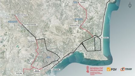 Mapa de la ampliación del TRAM con los nuevos ramales anunciados que se acometerán hasta 2027.