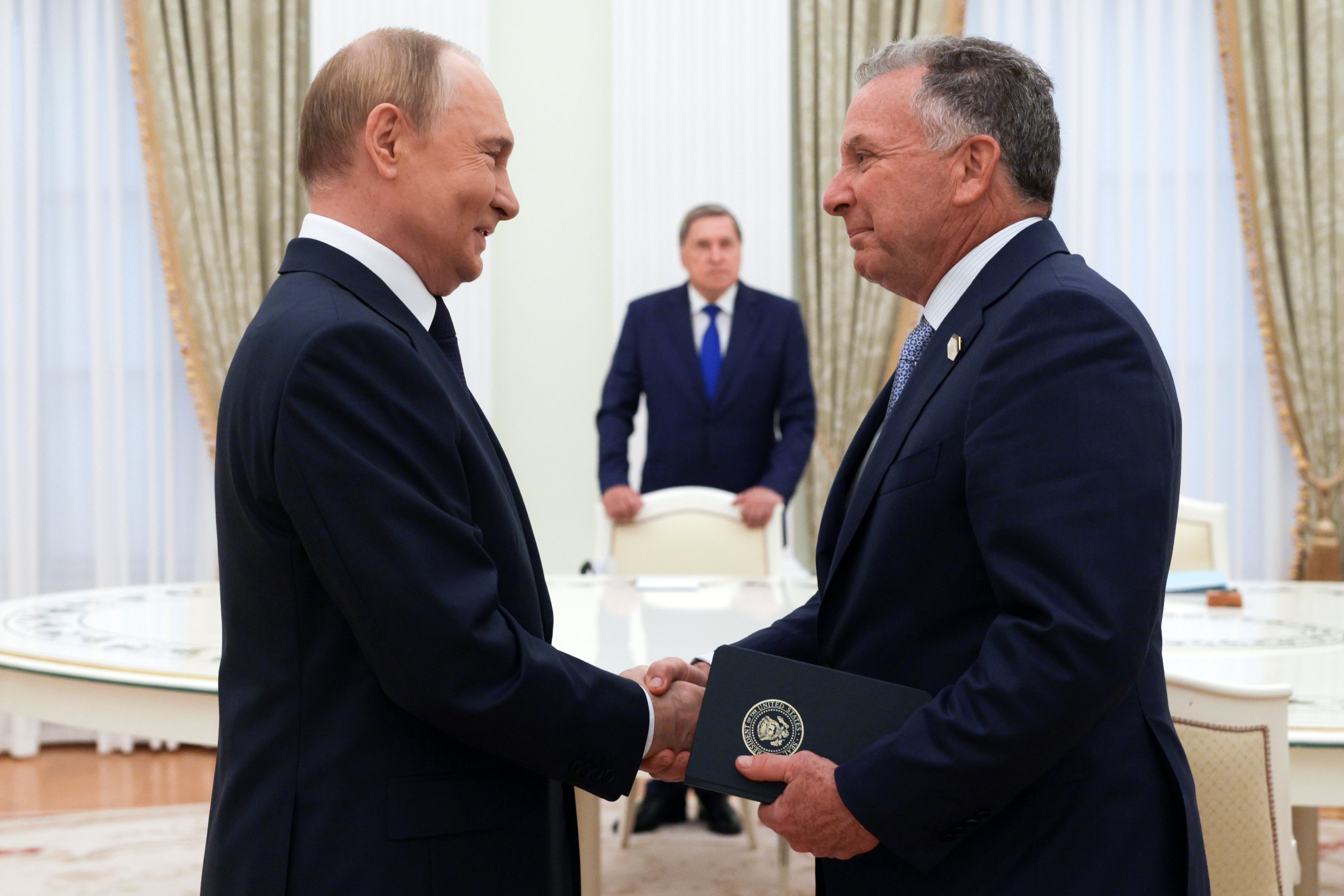 El presidente ruso, Vladimir Putin, y el enviado especial de EEUU, Steve Witkoff, este miércoles en Moscú (Rusia)