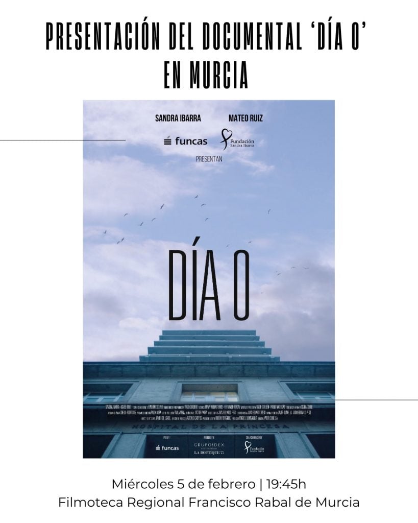 Cartel anunciador de la presentación en Murcia del documental &#039;Día 0&#039;. Fundación Sandra Ibarra.