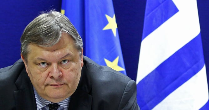 El ministro de Finanzas de Grecia, Evangelos Venizelos, en una rueda de prensa