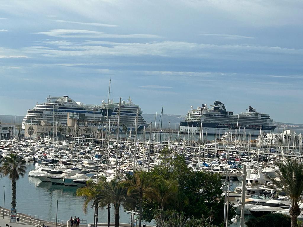 Dos cruceros atracados en el puerto de Alicante