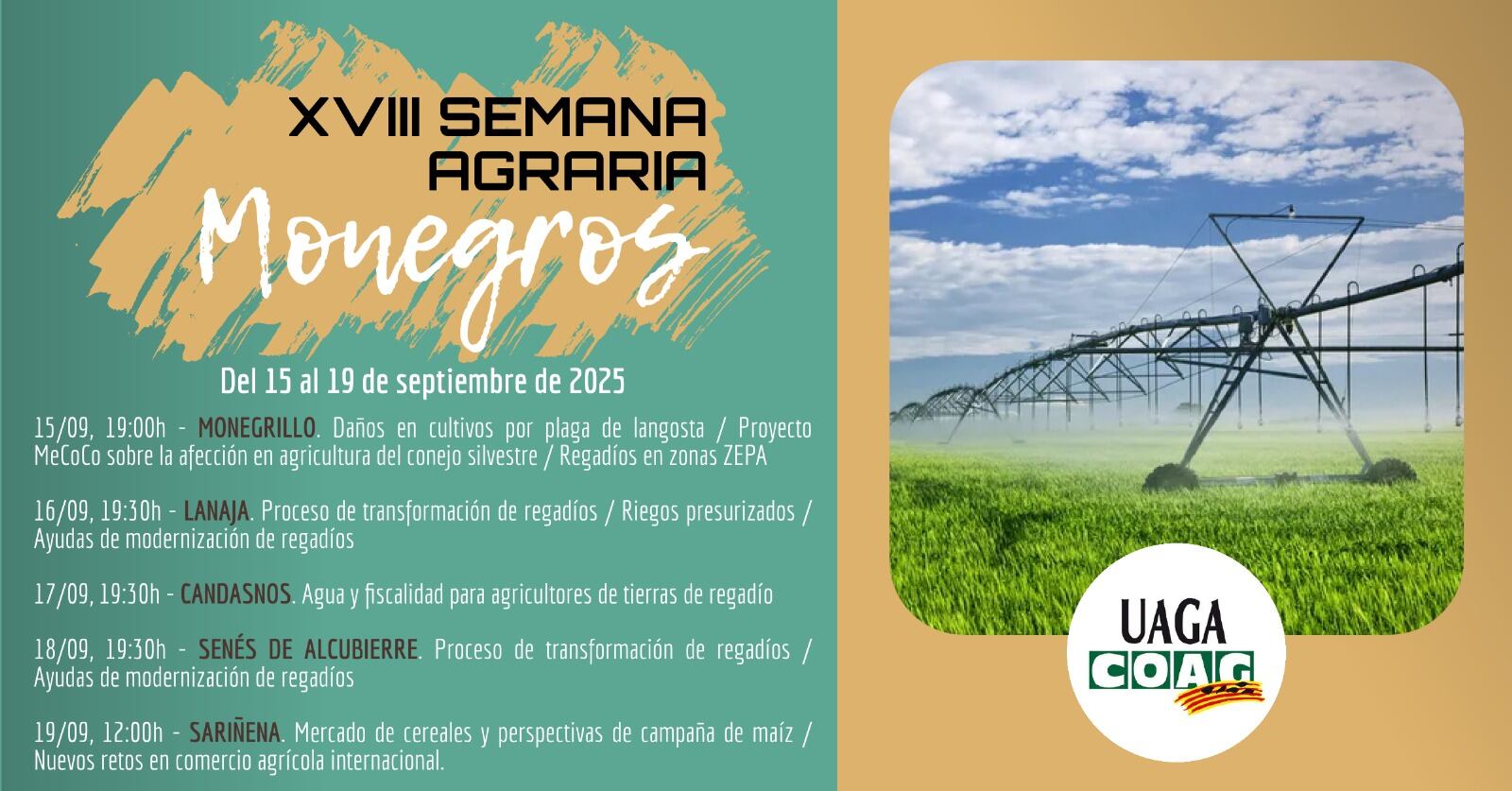 Cartel de las jornadas agrícolas de la Semana Agraria de Monegros