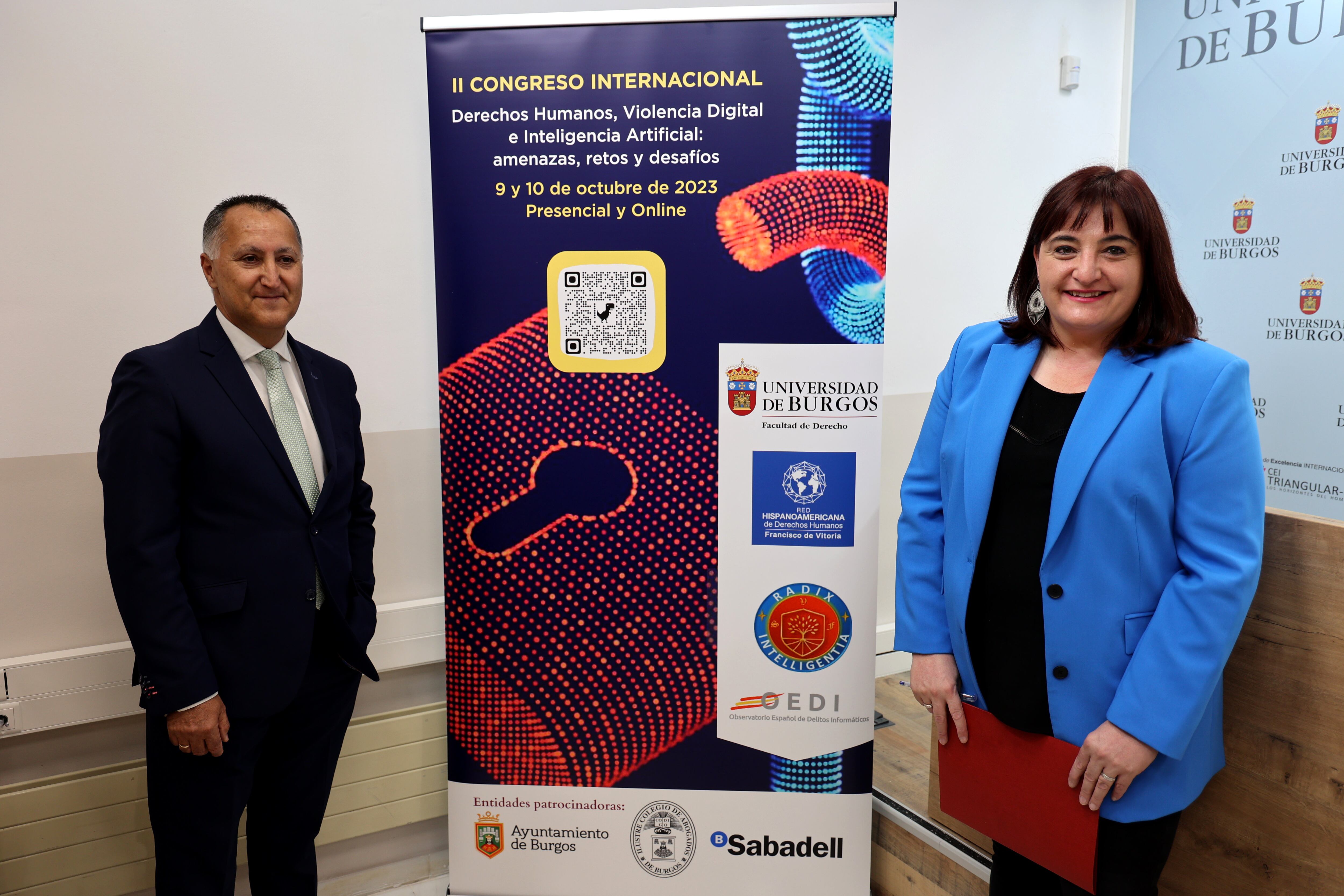 Santiago Bello y Marta Méndez, decano y vicedecana de la Facultad de Derecho de la UBU, en la presentación del Congreso Internacional. / Foto: UBU