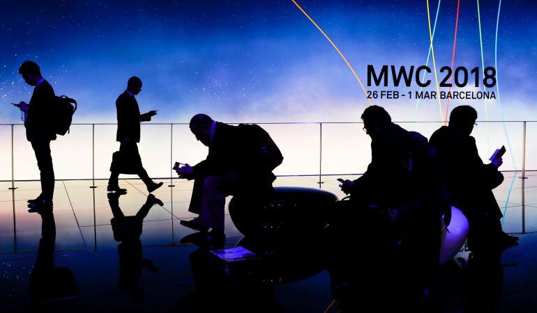 Visitantes en la Mobile World Congress celebrado en Barcelona.