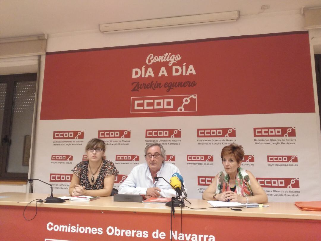 Representantes de CCOO, esta mañana en rueda de prensa