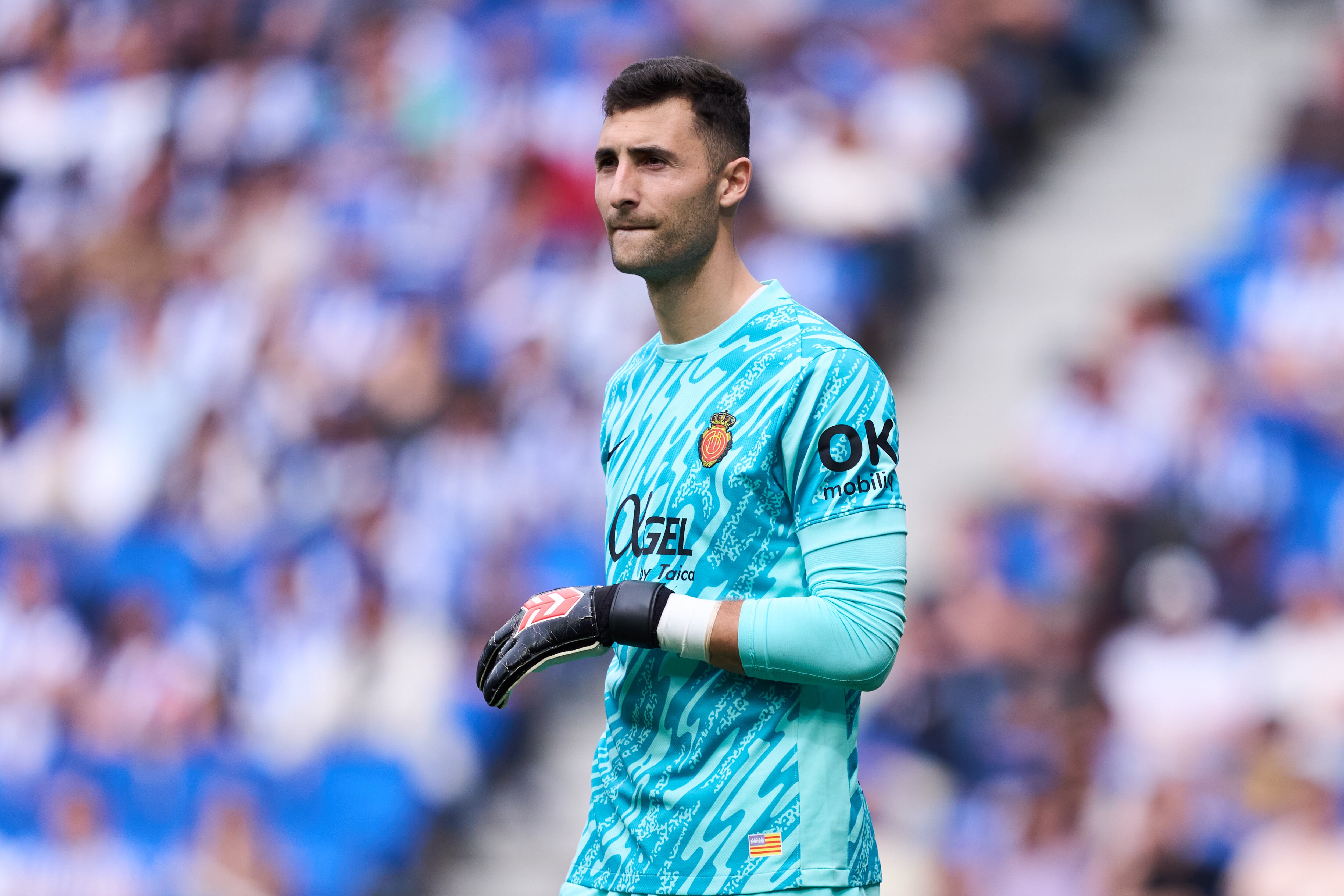 SAN SEBASTIAN, SPAIN - APRIL 12: Dominik Greif of RCD Mallorca looks on during the LaLiga match between Real Sociedad and RCD Mallorca at Reale Arena on April 12, 2025 in San Sebastian, Spain. (Photo by Juan Manuel Serrano Arce/Getty Images)