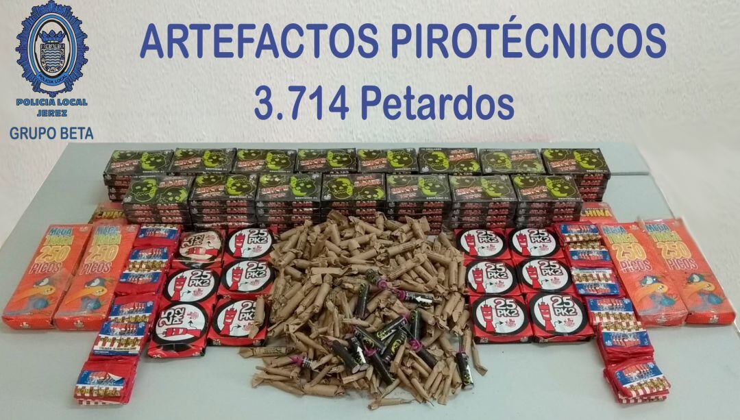 Material pirotécnico incautado por la Policía Local