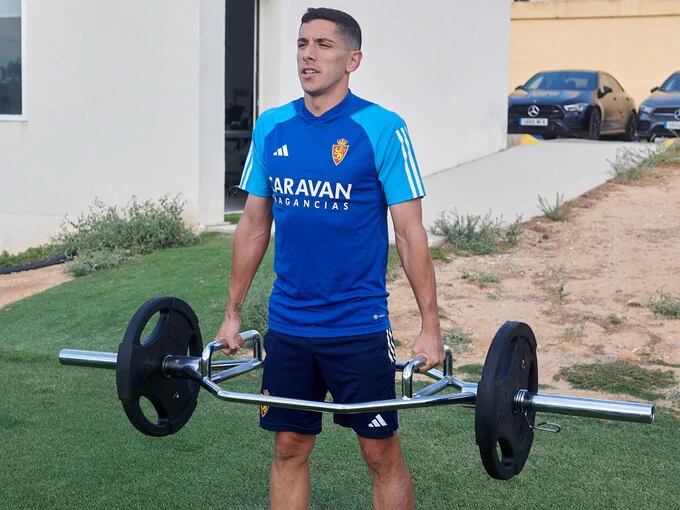 Fran Gámez durante el entrenamiento en la Ciudad Deportiva