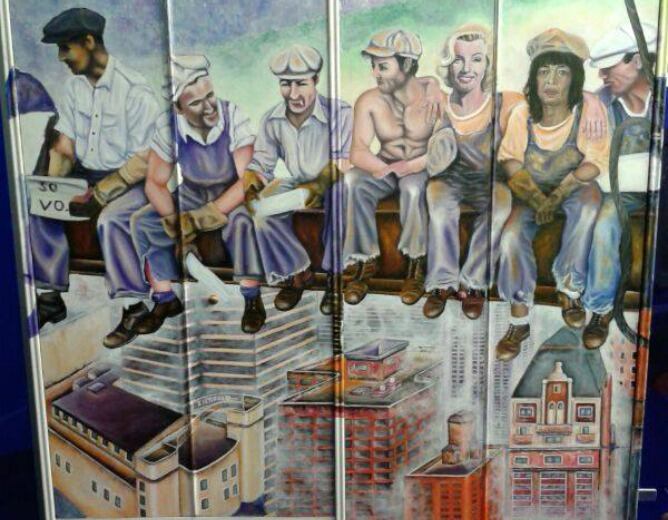 Una de las obras expuestas en la Casa de Cultura de Aiete, realizada por uno de los miembros de 'Bitartean Munto'.