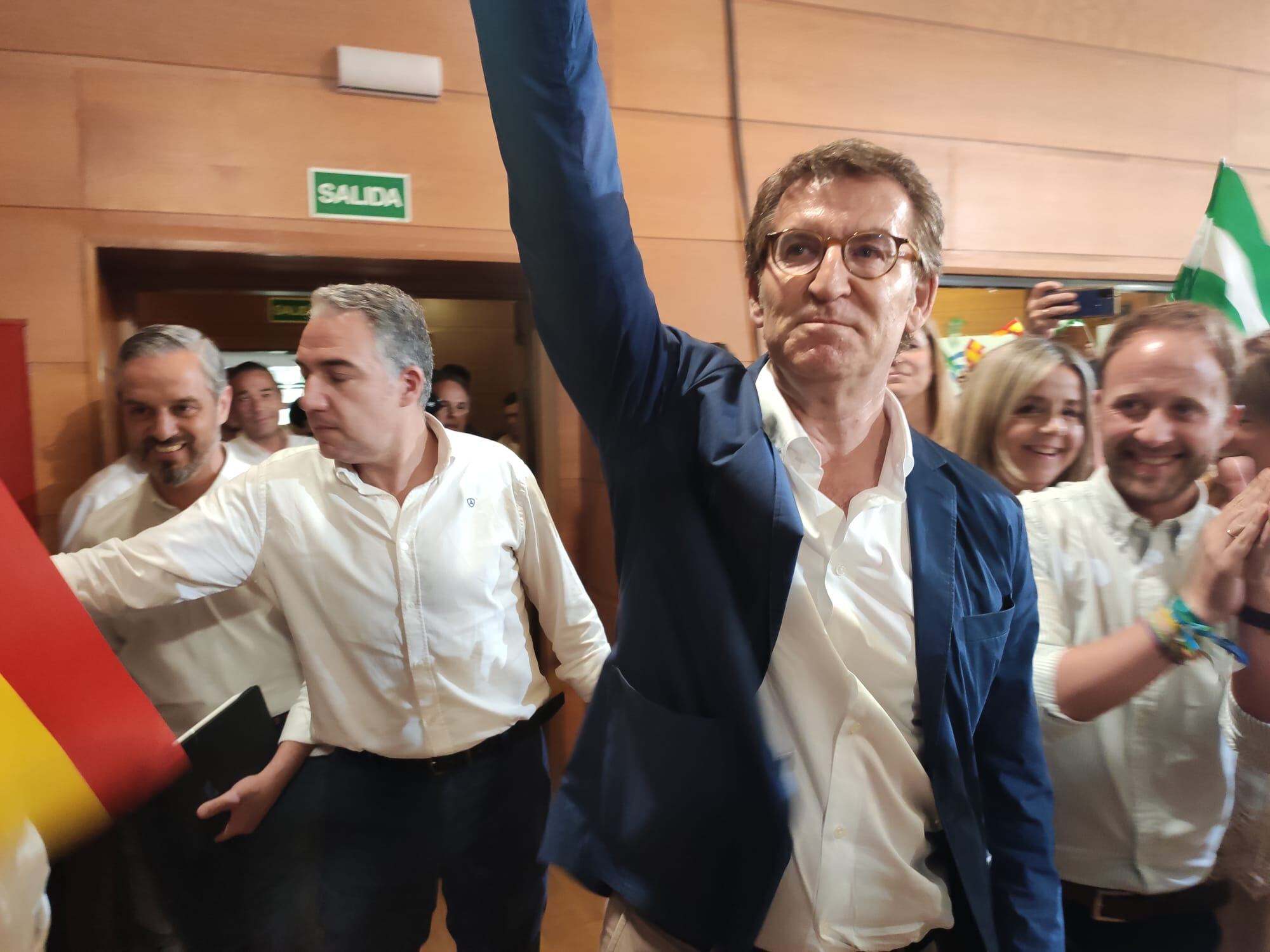 El presidente del PP nacional, Alberto Núñez Feijóo, entrando en IFEJA para un mitin en Jaén