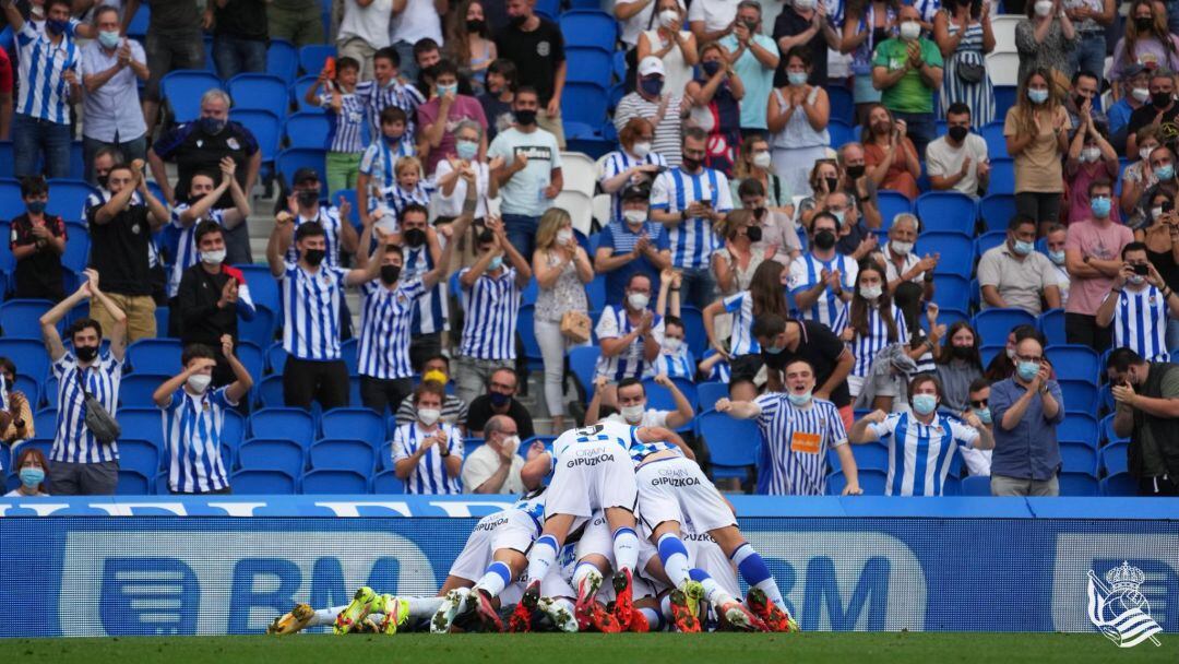 Celebración del gol de Karrikaburu contra el Leganés, en una imagen de archivo