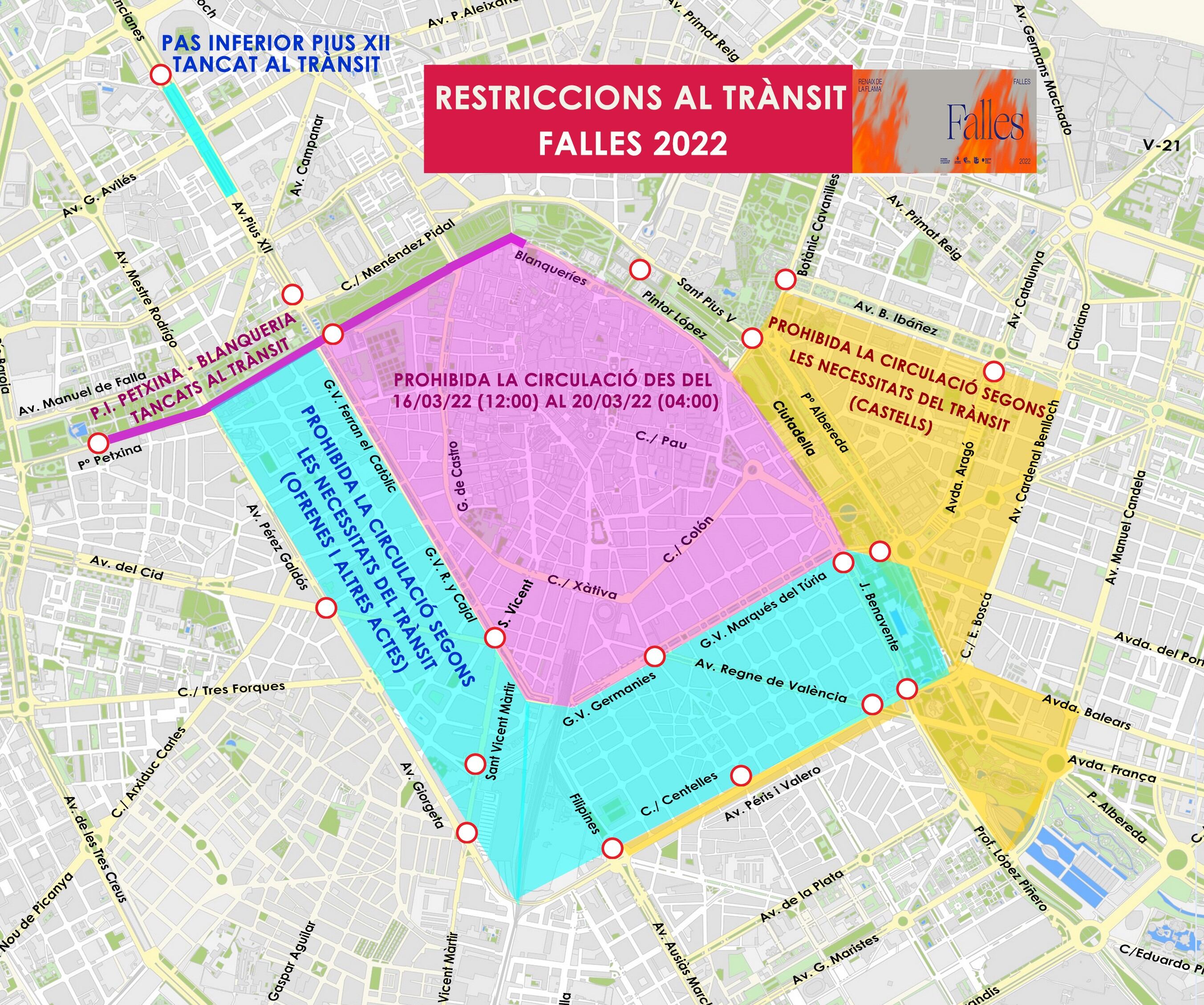 Cortes de tráfico en Fallas