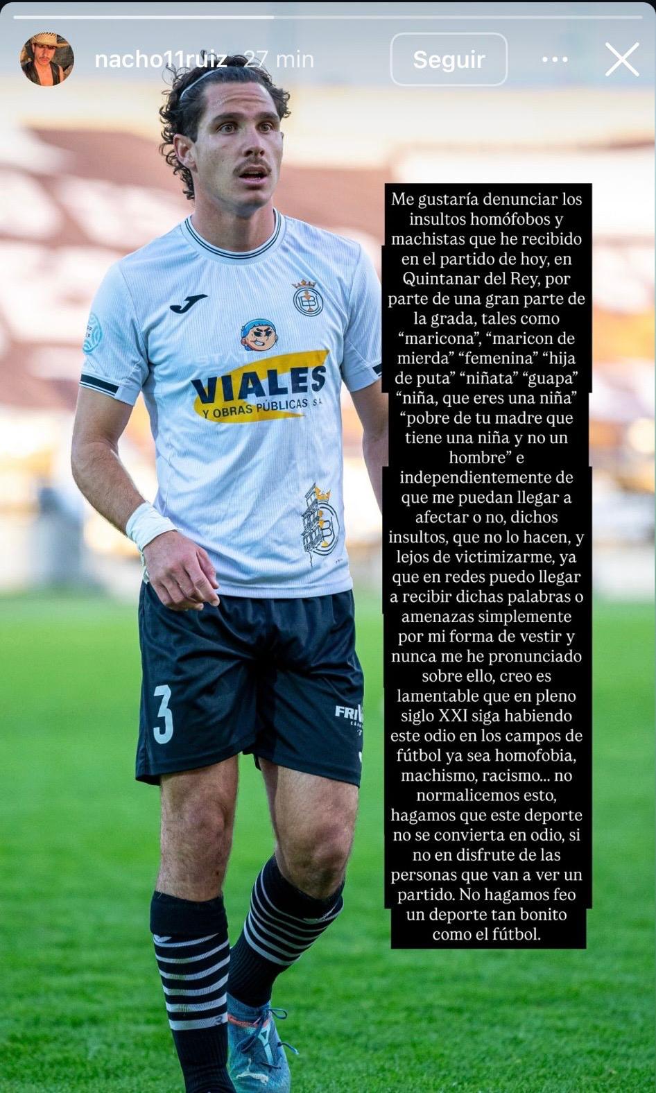 Nacho Ruiz (U.B Conquense) denuncia los insultos homófobos y machistas.