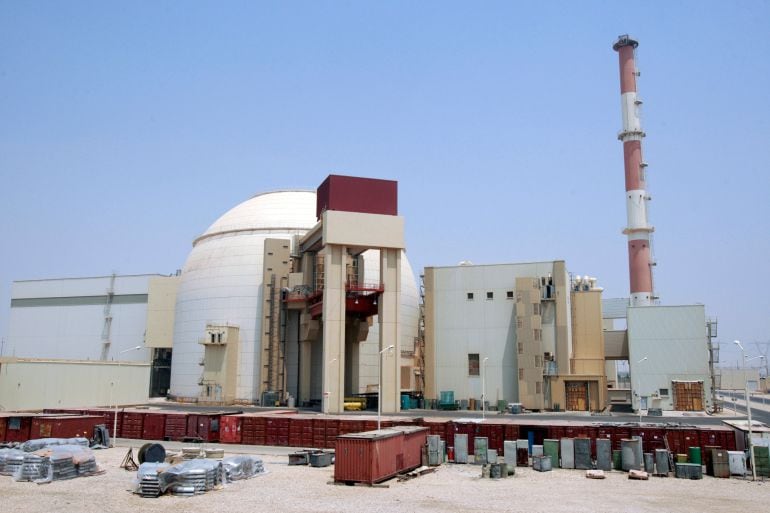 una vista del reactor nuclear de Bushehr en Iran a 1.200 km al sur de Teheran.