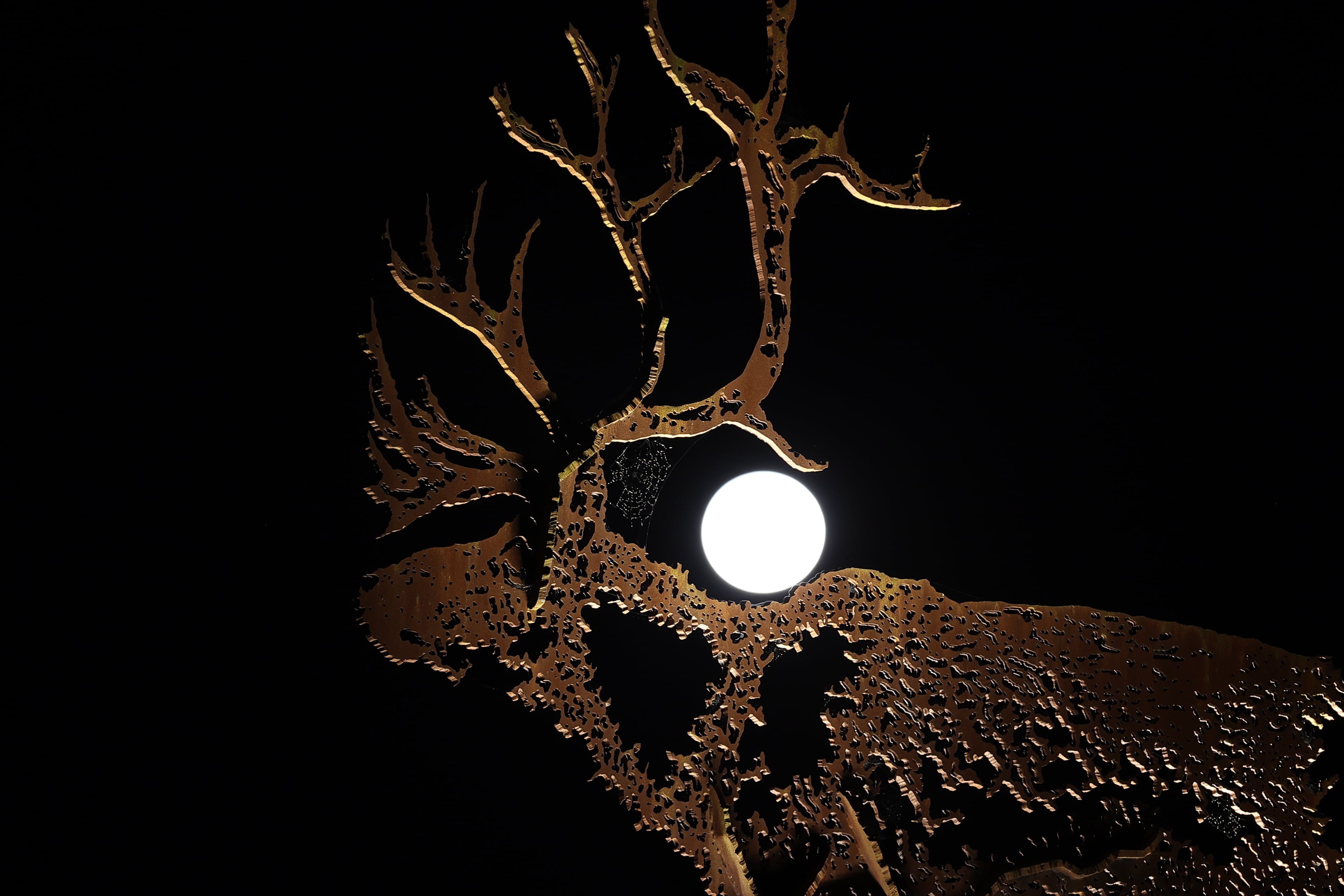 Vista de la superluna de julio, también denominada superluna de Ciervo, desde la localidad portuguesa de Vila Nova de Cerveira.