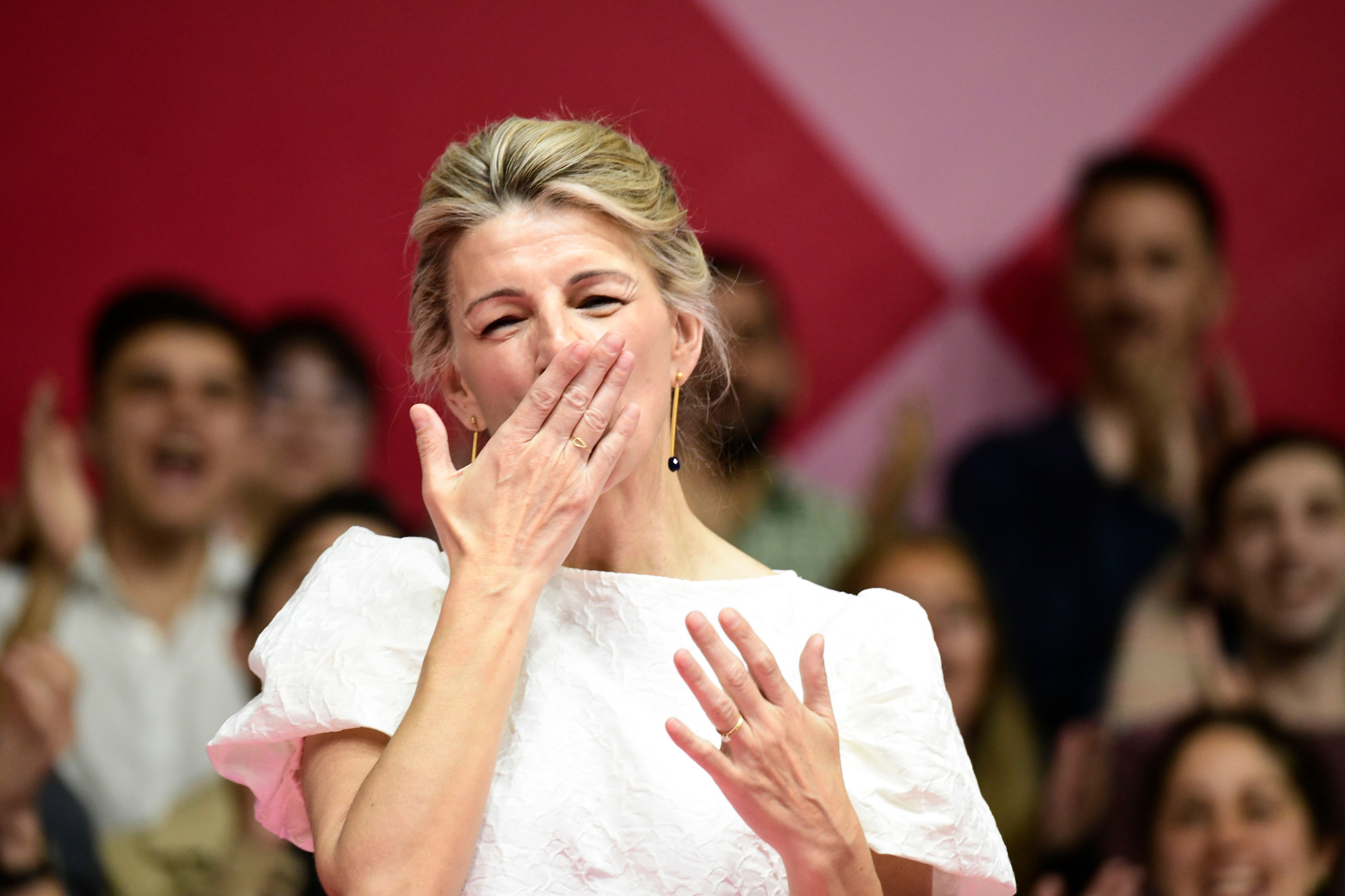 La vicepresidenta segunda del Gobierno, Yolanda Díaz durante la presentación de su candidatura de Sumar a las elecciones generales el pasado abril.