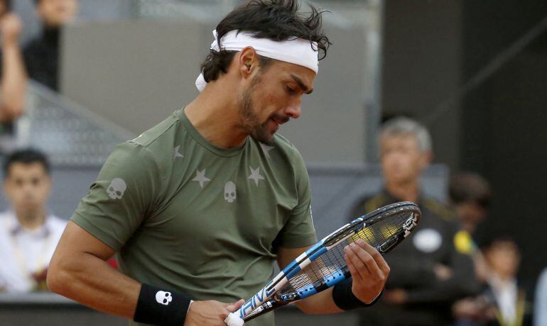 Fognini, durante un lance del partido frente a Rafa Nadal