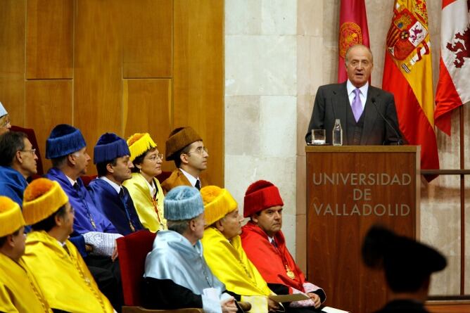 Intervención del Rey en el Paraninfo de la Universidad de Valladolid con motivo del VI centenario de la Facultad de Medicina