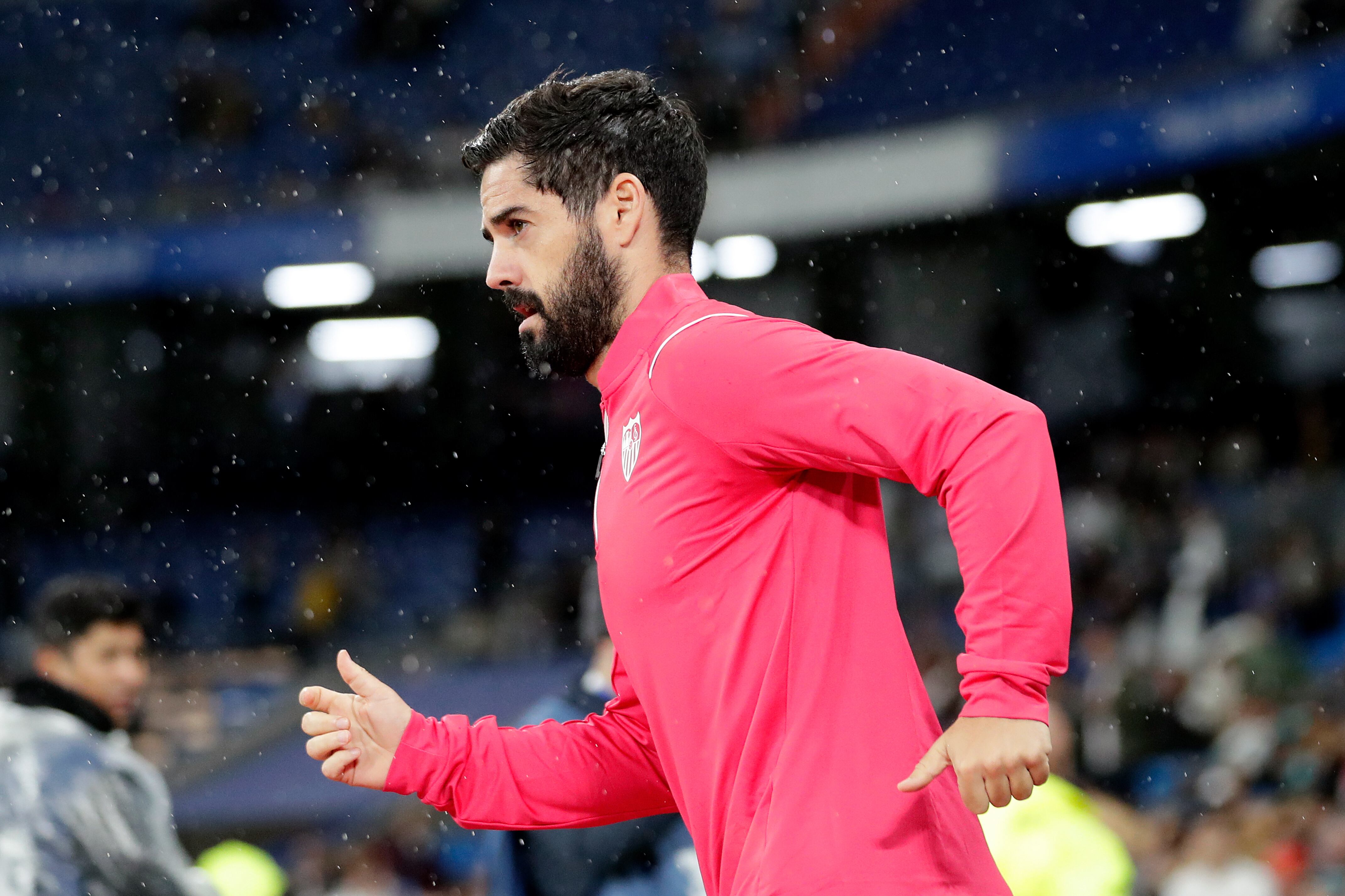 Isco, el pasado mes de octubre, en un calentamiento con el Sevilla.